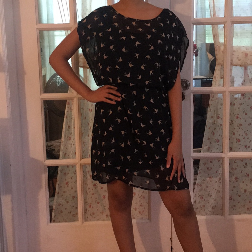 Causal Black Dress/Bird Pattern
